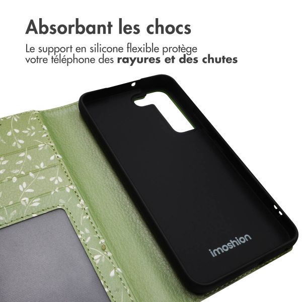 imoshion Étui de télephone portefeuille Design Samsung Galaxy S22 - Green Flowers
