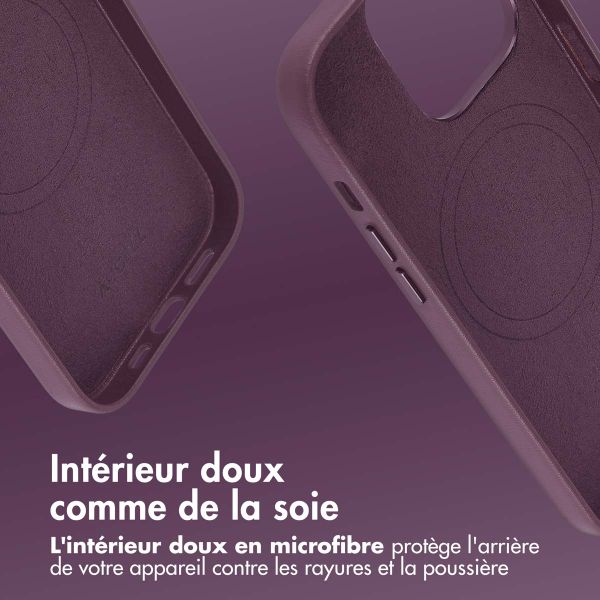Accezz Coque arrière en cuir avec MagSafe Apple iPhone 14 Pro - Heath Purple