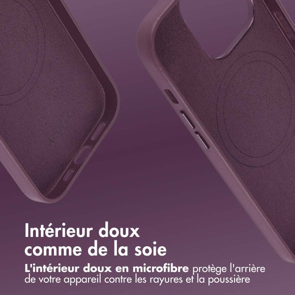 Accezz Coque arrière en cuir avec MagSafe iPhone 14 Pro - Heath Purple