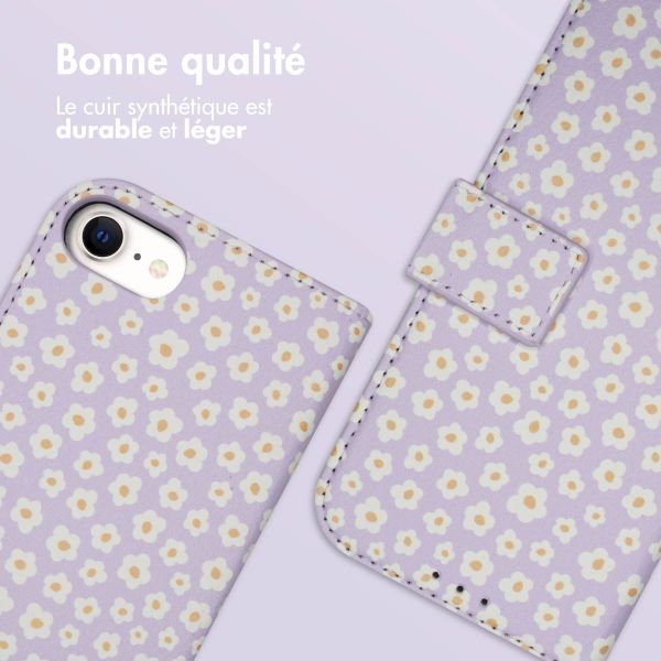 imoshion Étui de télephone portefeuille Design Apple iPhone SE (2022 / 2020) / 8 / 7 / 6(s) - White Daisy