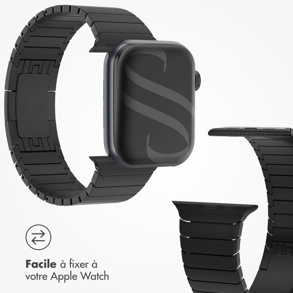 Selencia Bracelet à maillons en acier inoxydable Apple Watch Series 1 á 10 / SE / Ultra (2) (44/45/46/49 mm) - Noir