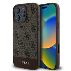 Guess Coque arrière Bottom Stripe 4G iPhone 16 Pro Max - Brun