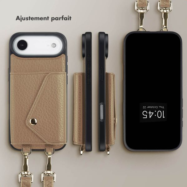 Selencia Coque de télephone Sera avec cordon et porte-cartes enveloppe Apple iPhone Air - Taupe
