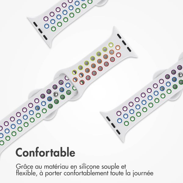 imoshion Bracelet sport⁺ Apple Watch Series 1 á 9 / SE (38/40/41 mm) | Series 10 / 11 (42 mm) - Taille S/M - White Rainbow