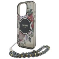 Guess MagSafe IML Flowers Case avec beads strap iPhone 15 - Black