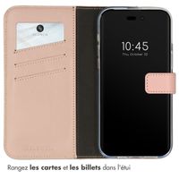 Selencia Étui de téléphone portefeuille en cuir véritable iPhone 14 Pro Max - Dusty Pink