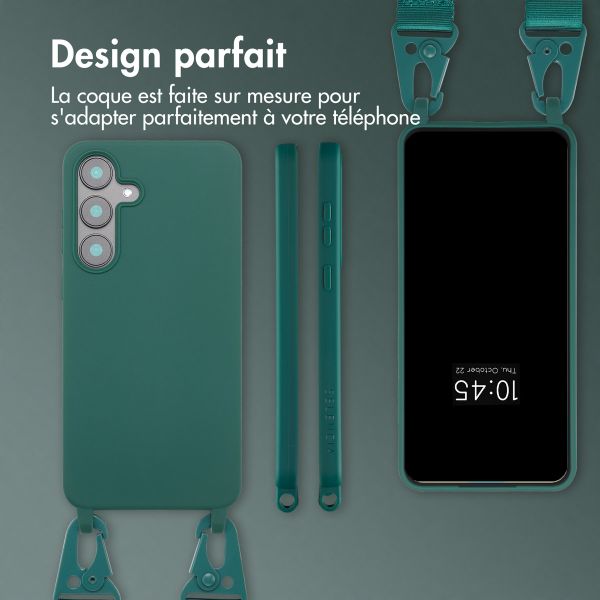 Selencia Coque silicone avec cordon amovible Samsung Galaxy S25 FE - Vert foncé