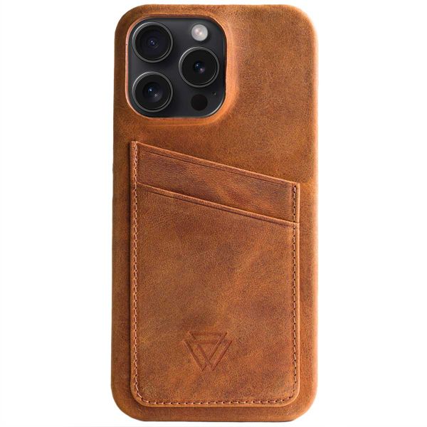 Wachikopa Coque Full Wrap C.C. avec 2 porte-cartes iPhone 15 Pro - Camel