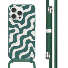 imoshion Coque design en silicone avec cordon Apple iPhone 15 Pro Max - Petrol Green Groovy