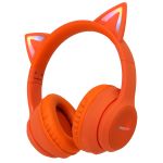 imoshion Casque pour enfants Bluetooth LED oreilles de chat - Casque sans fil + Câble AUX - Orange