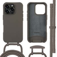 imoshion Coque arrière Color avec cordon amovible et MagSafe Apple iPhone 16 Pro - Black Coffee