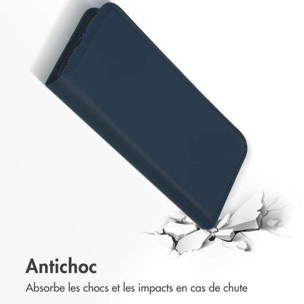 Accezz Étui de téléphone Slim Folio en cuir de qualité supérieure iPhone 15 Pro - Bleu foncé