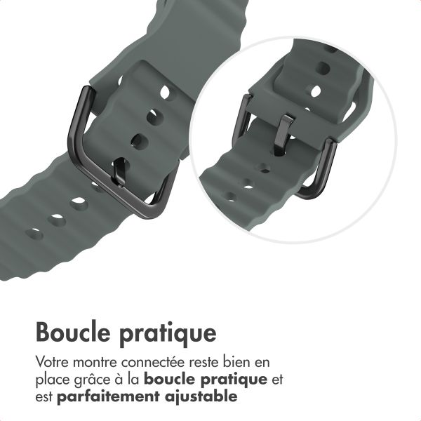 imoshion Bracelet Wave en silicone Samsung Galaxy Watch 4 / 5 / 6 / 7 / FE (20 mm) - Gris foncé