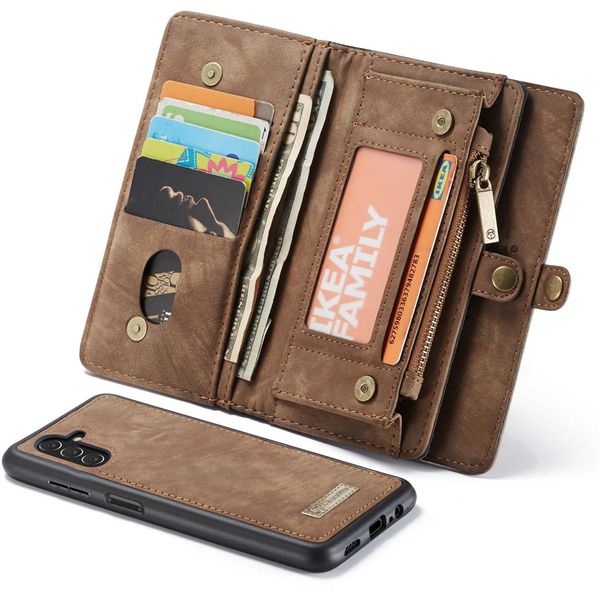 CaseMe Etui de téléphone de luxe en cuir deux en un Samsung Galaxy A13 (5G) / A04s - Brun