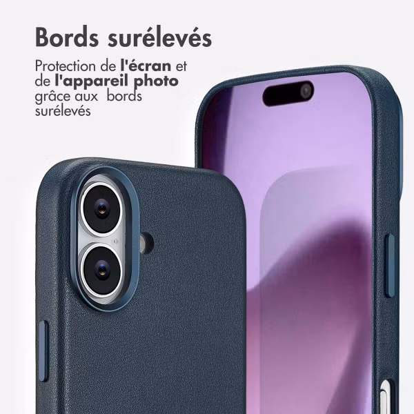 Accezz Coque arrière en cuir avec MagSafe Apple iPhone 17 - Nightfall Blue