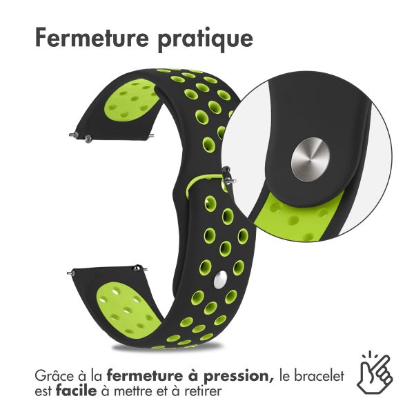 imoshion Bracelet sportif en silicone - Connexion universelle de 18 mm - Noir / Lime