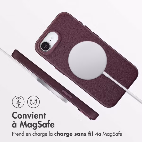 Accezz Coque arrière en cuir avec MagSafe Apple iPhone 16e - Heath Purple
