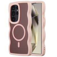 Selencia Coque arrière Wavy avec MagSafe Samsung Galaxy S24 Ultra - Soft Pink