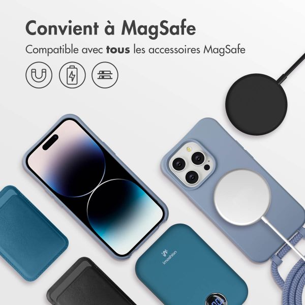 imoshion Coque arrière Color avec cordon amovible et MagSafe Apple iPhone 14 Pro - Ash Blue