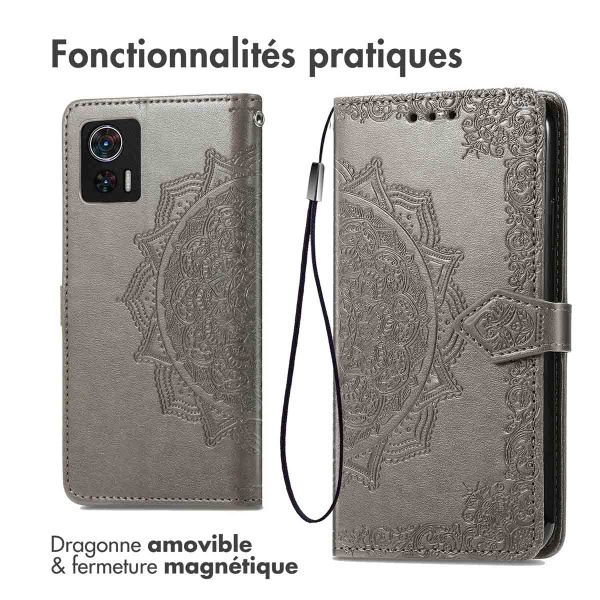 imoshion Etui de téléphone portefeuille Mandala Motorola Edge 30 Neo - Gris