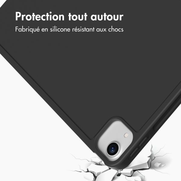 Accezz Étui de téléphone portefeuille Smart Silicone iPad Air 13 pouces (2024) M2 - Noir