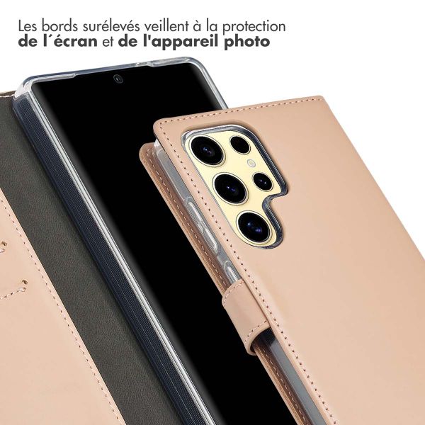 Selencia Étui portefeuille en cuir véritable Samsung Galaxy S25 Ultra - Dusty Pink