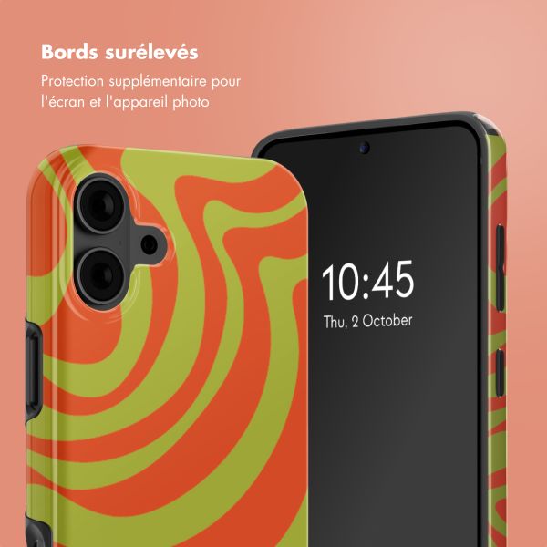 Selencia Coque arrière Vivid avec MagSafe Apple iPhone 16 - Wavy Swirl Orange Fern