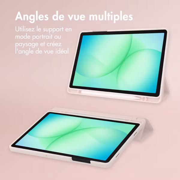 Accezz Coque tablette portefeuille Smart Silicone Samsung Galaxy Tab A11 Plus / A9 Plus - Rose