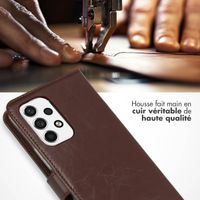 Selencia Étui portefeuille en cuir véritable Samsung Galaxy A53 - Marron