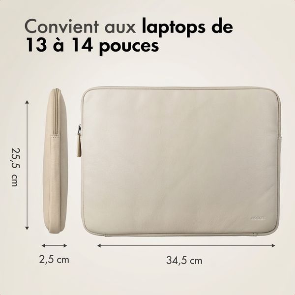 Accezz Pochette ordinateur Leather avec fermeture éclair 13-14 pouces - Beige