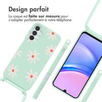 imoshion Coque design en silicone avec cordon Samsung Galaxy A15 (5G/4G) - Green Flower Distance