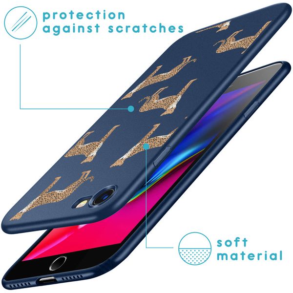 imoshion Coque Design iPhone SE (2022 / 2020) / 8 / 7 - Léopard - Bleu