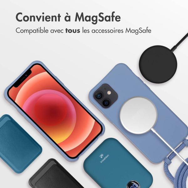imoshion Coque arrière Color avec cordon amovible et MagSafe Apple iPhone 12 (Pro) - Ash Blue