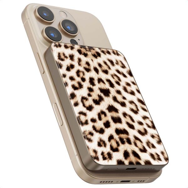 Selencia Powerbank Vivid 5 000 mAh - MagSafe et Qi2 - Desert Gold / Leopard