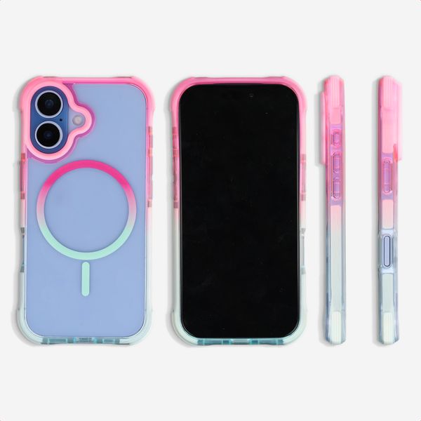 Selencia Coque arrière MagSafe Gradient Apple iPhone 17 - Rose / Bleu