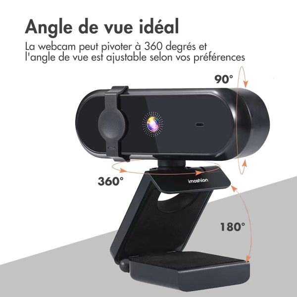 imoshion  Webcam 2K QHD - Convient pour ordinateurs de table et portables - Noir