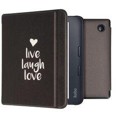 imoshion Design Slim Hard Sleepcover avec support Kobo Libra 2 / Tolino Vision 6 - Live Laugh Love