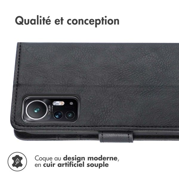 imoshion Étui de téléphone portefeuille Luxe Xiaomi 12 / 12X - Noir