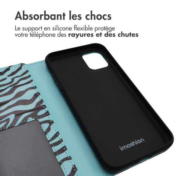 imoshion Étui de télephone portefeuille Design Apple iPhone 11 - Black Blue Stripes