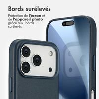 Accezz Coque arrière en cuir avec MagSafe Apple iPhone 17 Pro - Nightfall Blue