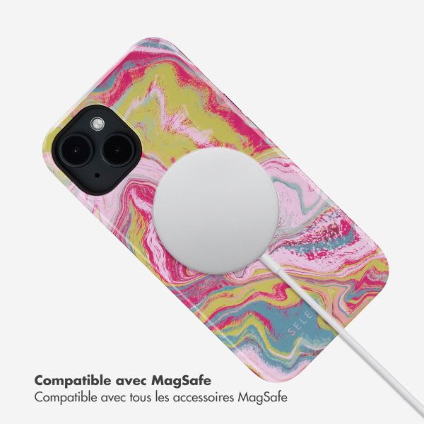 Selencia Coque arrière Vivid Tough avec MagSafe iPhone 14 - Marble Pink