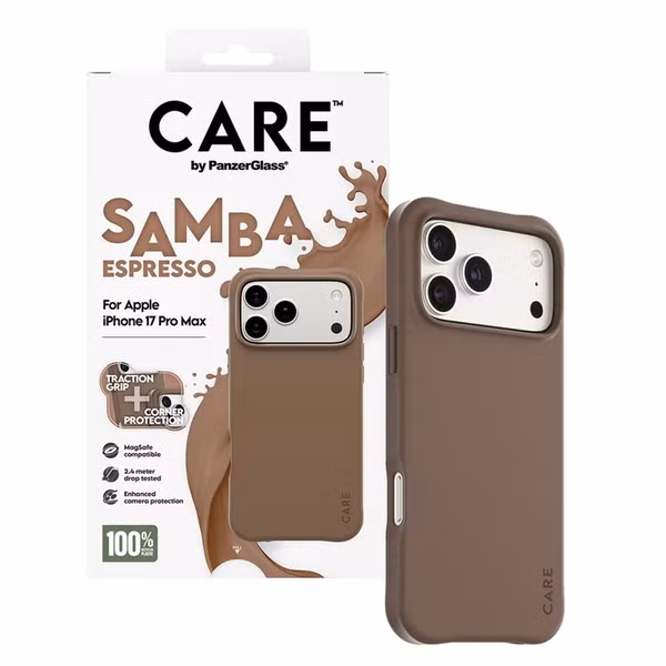 CARE by PanzerGlass Étui tendance Samba avec MagSafe Apple iPhone 17 Pro Max - Espresso Brown