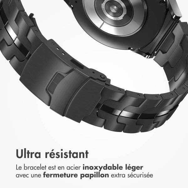 Accezz Bracelet Steel Samsung Galaxy Watch 4 / 5 / 6 / 7 / FE (20 mm) - Noir