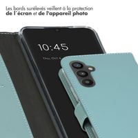 Selencia Étui de téléphone portefeuille en cuir véritable Samsung Galaxy A34 (5G) - Air Blue