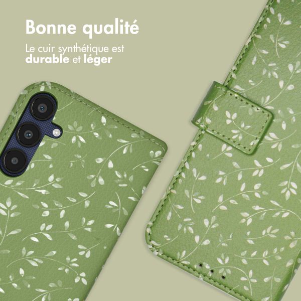 imoshion Étui de télephone portefeuille Design Samsung Galaxy A35 - Green Flowers