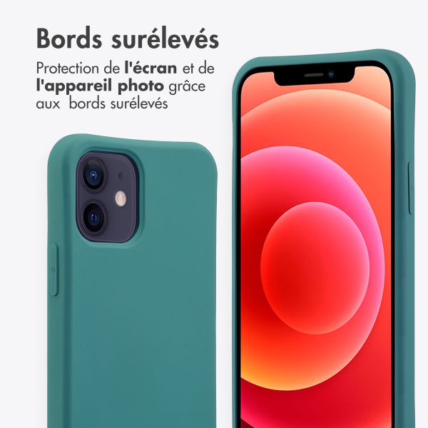 imoshion Coque arrière Color avec cordon amovible et MagSafe Apple iPhone 12 (Pro) - Vert foncé