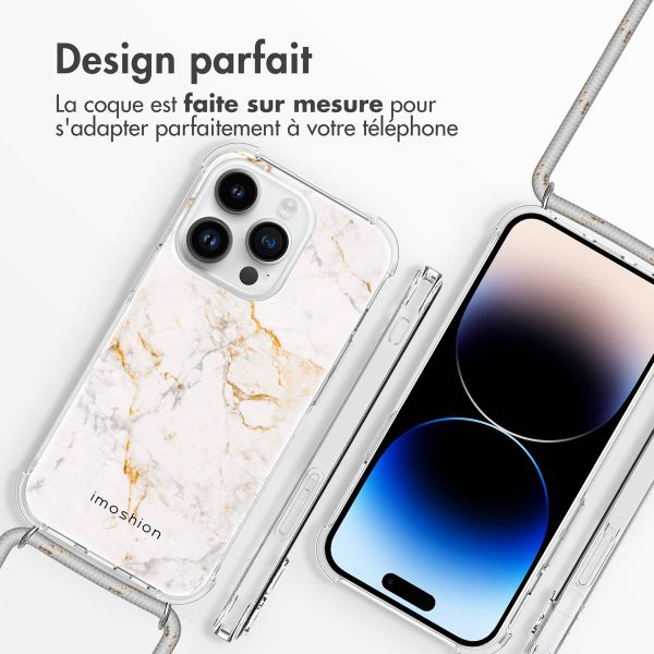 imoshion Coque Design avec cordon iPhone 14 Pro - White Marble