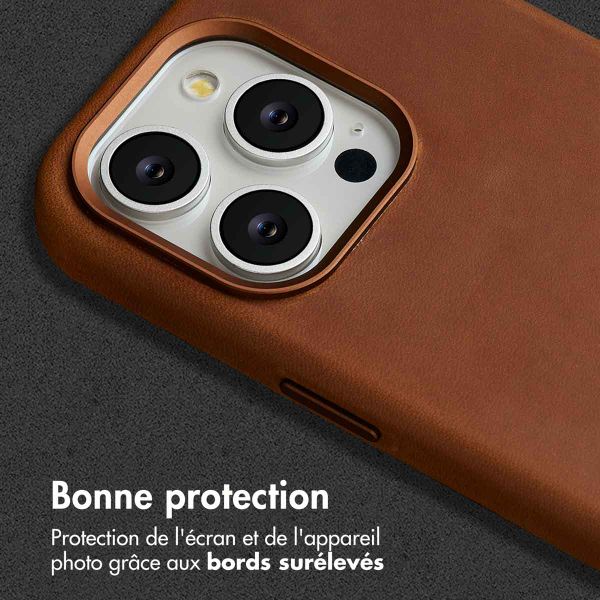 Accezz Coque MagSafe en cuir vintage Apple iPhone 15 Pro - Tabacco Cognac