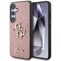 Guess Coque 4G Metal Logo Glitter Samsung Galaxy S25 - Rose