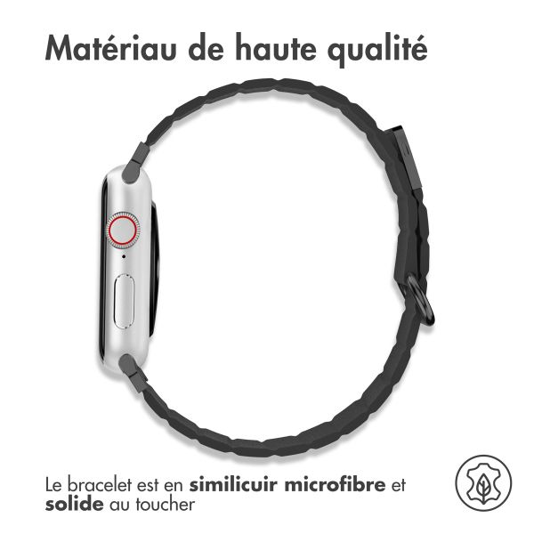 imoshion Bracelet en cuir magnétique Apple Watch Series 1 t/m 9 / SE (38/40/41 mm) | Series 10 / 11 (42 mm) - Noir